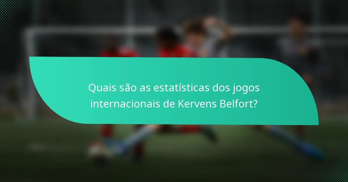 Quais são as estatísticas dos jogos internacionais de Kervens Belfort?