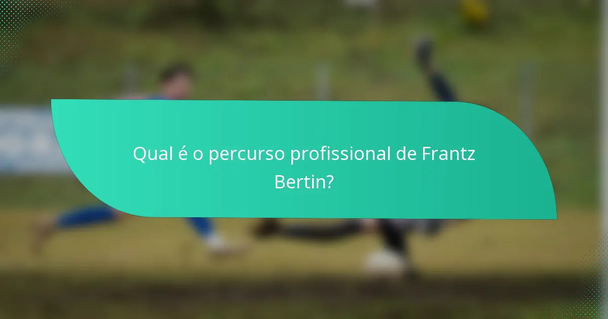 Qual é o percurso profissional de Frantz Bertin?