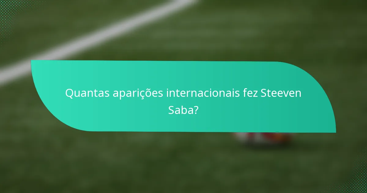 Quantas aparições internacionais fez Steeven Saba?